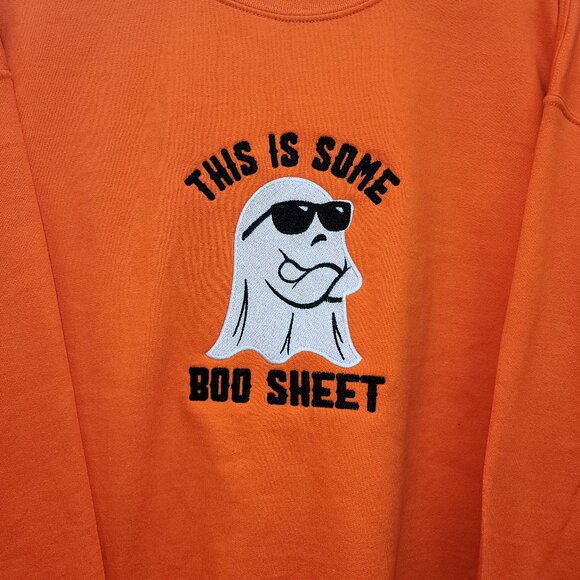 This is Some Boo Sheet Sweatshirt, Spooky Season Sweatshirt, Gildan Embroidered - Picture 1 of 12